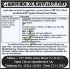 OPF Public School Teaching Jobs Advertisement 2025