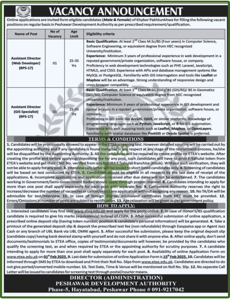 Advertisement for PDA Jobs 2025