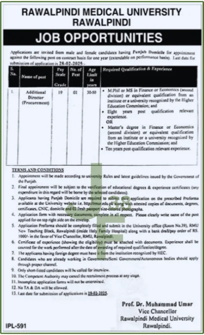 Advertisement for RMU Jobs 2025